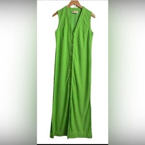 Vintage 70s e-Stewart USA  Size L Beach/Pool Cover Up Burn Out Terry Cloth Green
